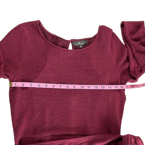 Lulus Favorite Tune Burgundy Faux Wrap Sweater Dress - Picture 11 of 16